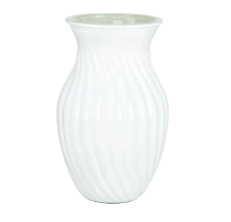 G55802 | 8" | SWIRL GLASS VASE | WHITE | 12PCS/CASE