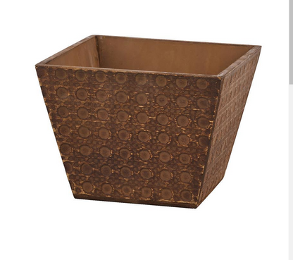 KM1174   4 Patterns/4 Colors Square Wood Pot, W/Liner