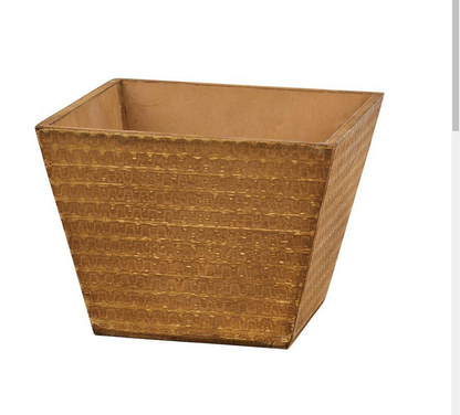 KM1174   4 Patterns/4 Colors Square Wood Pot, W/Liner