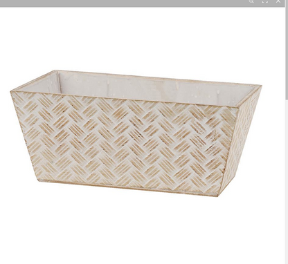 KM1176  4 Color/4 Pattern Rectangular Wood Pot, W/Liner