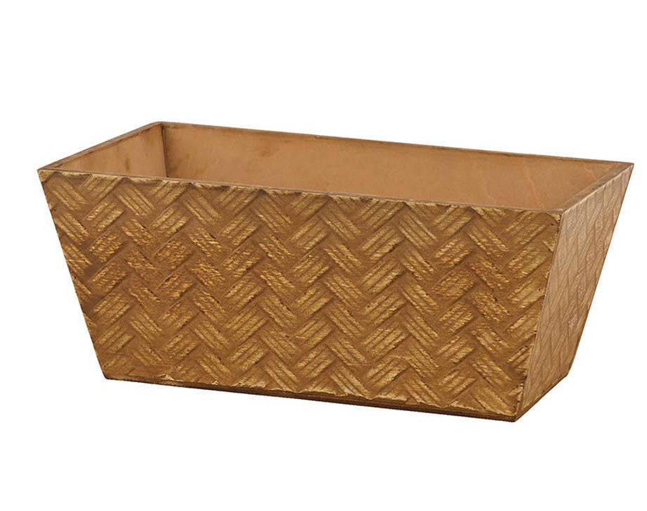 KM1176  4 Color/4 Pattern Rectangular Wood Pot, W/Liner