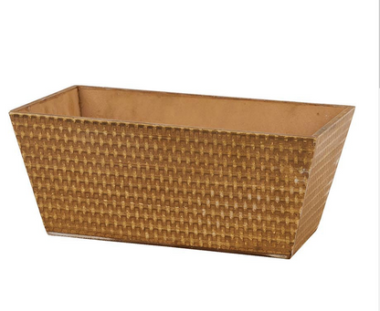 KM1176  4 Color/4 Pattern Rectangular Wood Pot, W/Liner