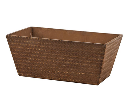 KM1176  4 Color/4 Pattern Rectangular Wood Pot, W/Liner