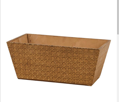 KM1176  4 Color/4 Pattern Rectangular Wood Pot, W/Liner