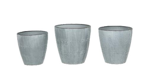 T24499 Galvanized Round Tall Pot S/3