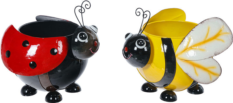 T24550 Metal Bee/Ladybug pot 2 Asst - A&B Wholesale Market Inc