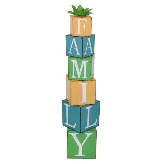 T24611 Metal Blue/Green/Yellow Family Bellflower Stack