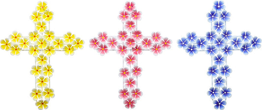 T24637 Metal Flower Cross Wall 3 Asst - A&B Wholesale Market Inc