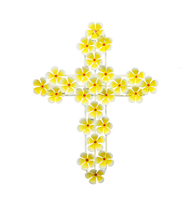 Metal Flower Cross Wall 3 Asst