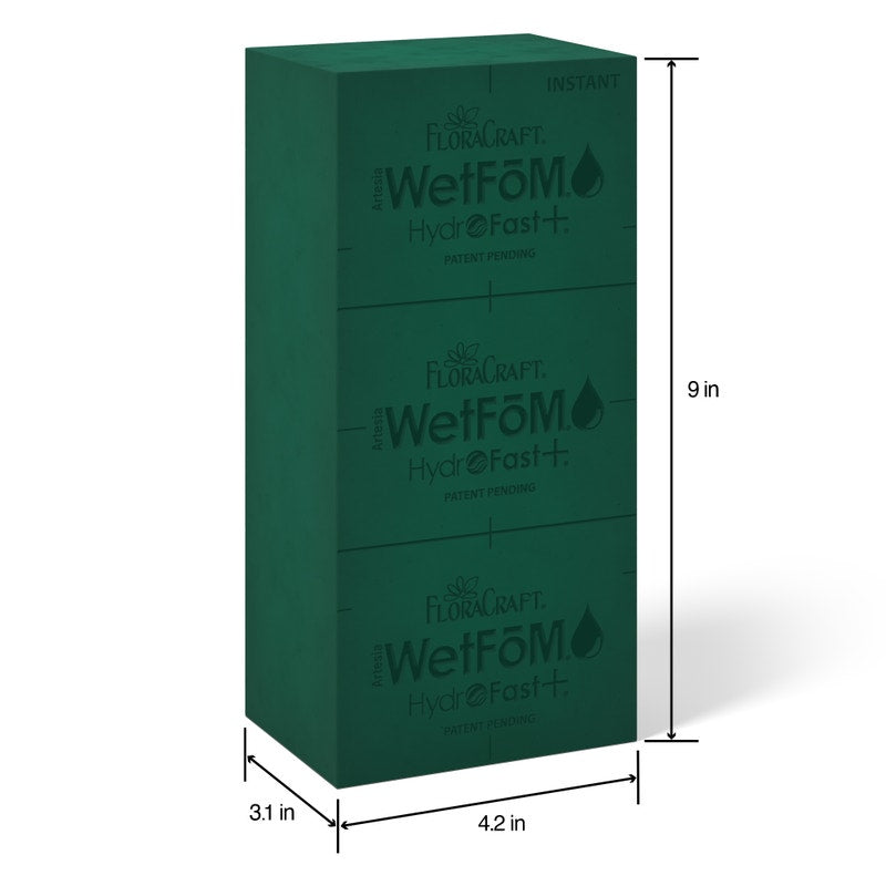 WFI349G/48 | 9"x4.2"x3.1" | INSTANT WET FOAM BRICK | GREEN | 48PCS/CASE