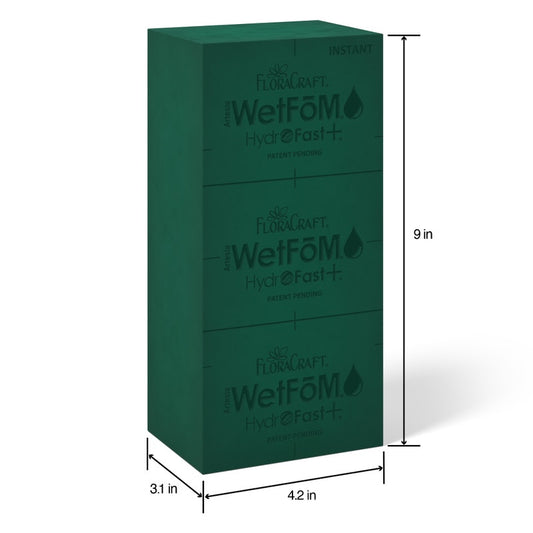 WFI349G/48 | 9"x4.2"x3.1" | INSTANT WET FOAM BRICK | GREEN | 48PCS/CASE