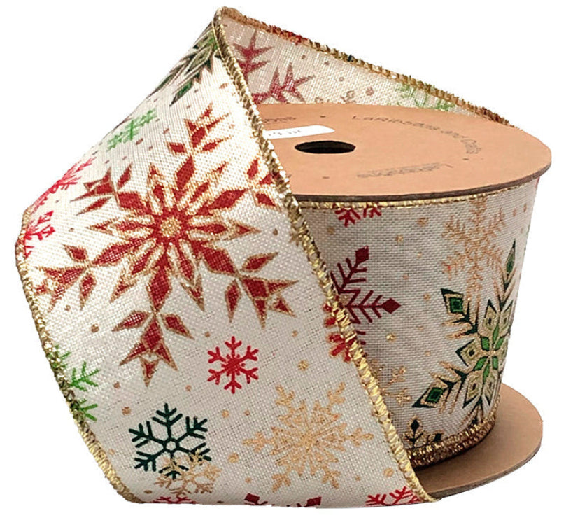 WR-10086-063-10 | 2.5" | Glitter Multi Snowflake | White/Multi | 10yds