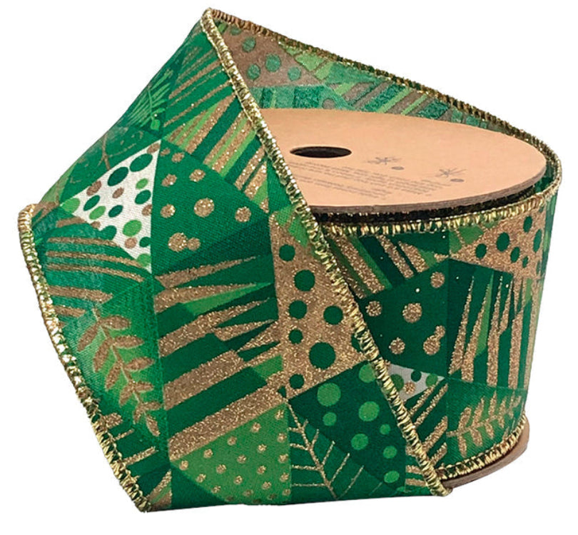 WR-10101-063-10 | 2.5" | Geometric Trees | Gold/Green Multi | 10yds