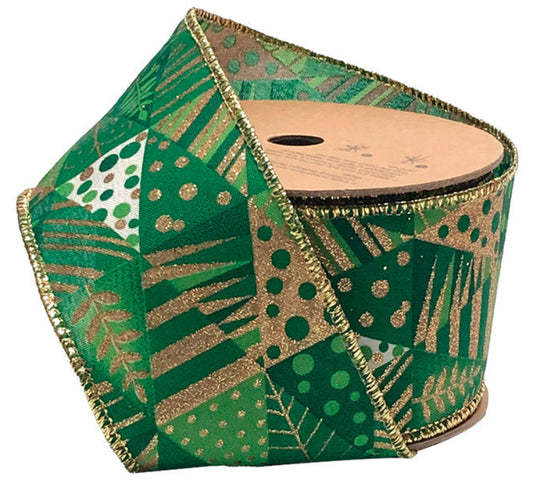 WR-10101-063-10 | 2.5" | Geometric Trees | Gold/Green Multi | 10yds