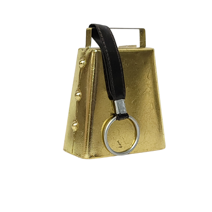 X22054 Silver/Gold Cowbell w/Leather 2A