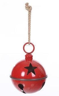 X24504 | MEDIUM | Metal Star Bell Hanging | Red Glossy