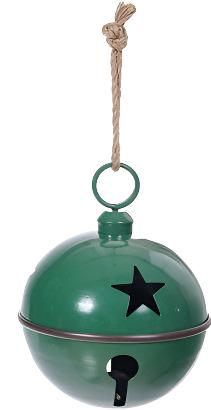 X24511  Large Metal Green Glossy Star Bell Hang