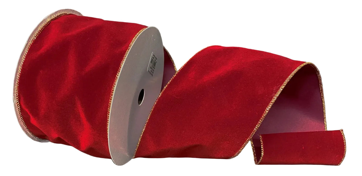 X501104-14 | 4" | GLITTER EDGE VELVET | DK. RED | 50YDS