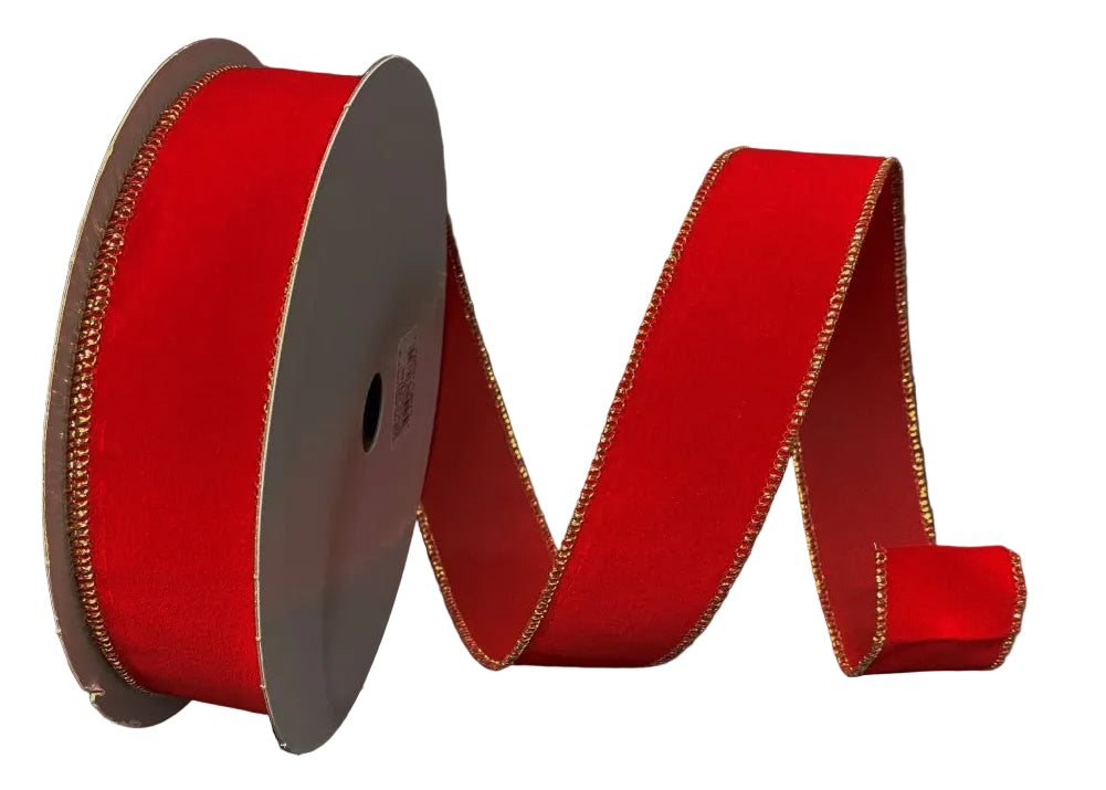 X501109-12 | 1.5" | XMAS VELVET W/GOLD EDGE  | RED | 50YDS