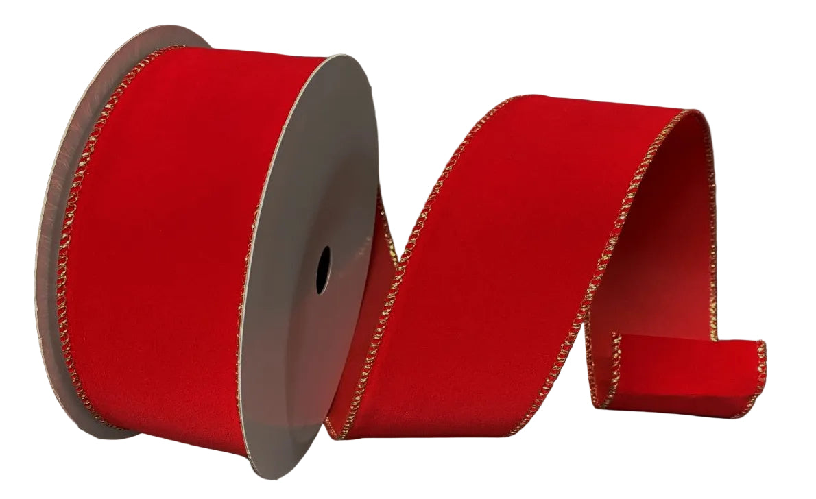 X501140-12 | 2.5" | XMAS VELVET W/GOLD EDGE | RED | 50YDS