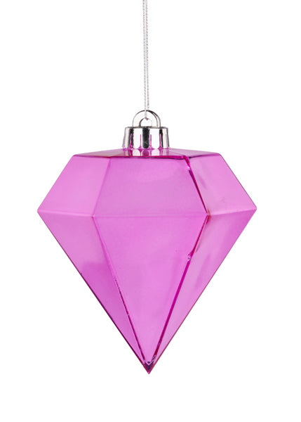 XH114707  Fuchsia 120Mm Clear Diamond Ball Ornament