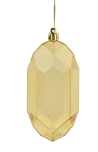 5"L  Clear Gem Ornament Yellow Gold