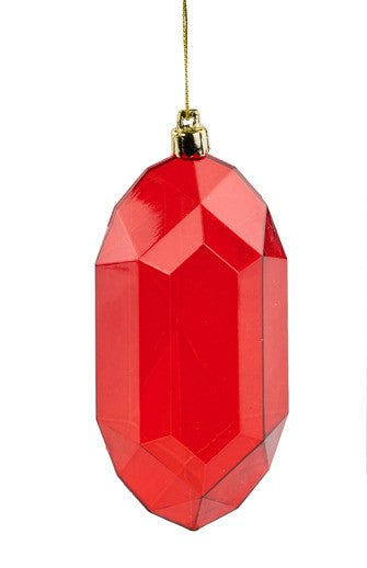 5"L Clear Gem Ornament Red