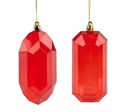 5"L Clear Gem Ornament Red