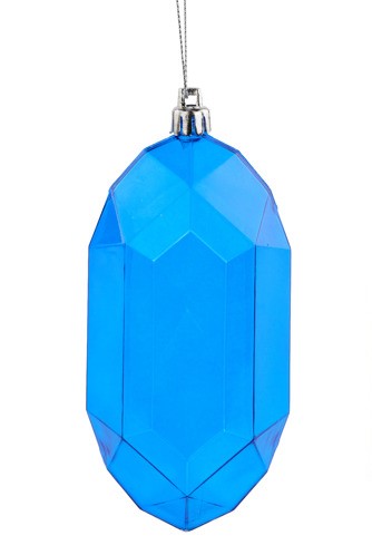 5"L Clear Gem Ornament Blue