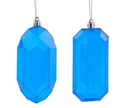 5"L Clear Gem Ornament Blue