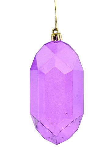 5"L Clear Gem Ornament Purple