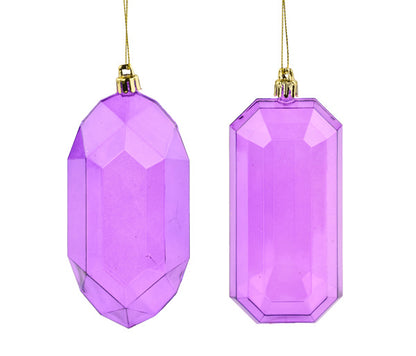 5"L Clear Gem Ornament Purple