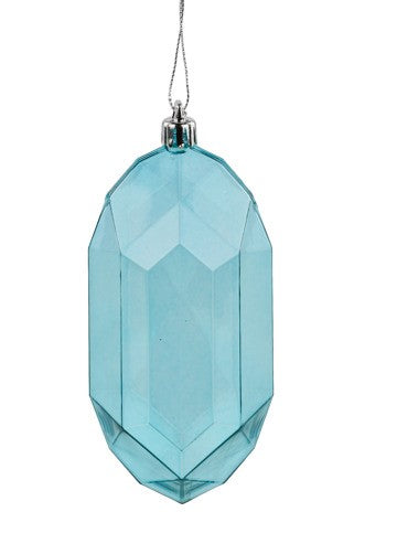 5"L Clear Gem Ornament Turquoise