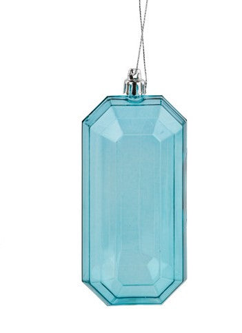 5"L Clear Gem Ornament Turquoise