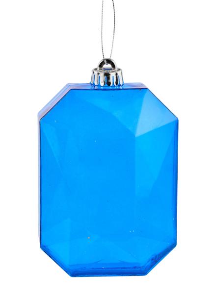 XJ544825 6.25"L x 4.25"W Clear Rectangle Gem Ornament Blue