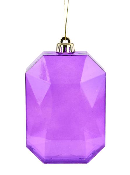 XJ544884  6.25"L x 4.25"W Clear Rectangle Gem Ornament Purple