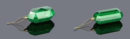 XJ552306  5.25"L Laser GLITTER Gem Ornament Emerald Green