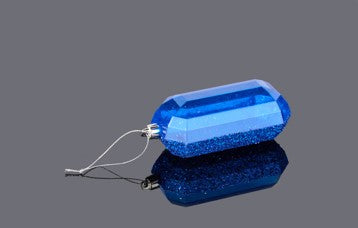 XJ552325  5.25"L Laser GLITTER Gem Ornament Royal Blue