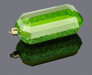 XJ552369  5.25"L Laser GLITTER Gem Ornament Laser Lime Green