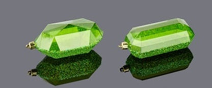 XJ552369  5.25"L Laser GLITTER Gem Ornament Laser Lime Green