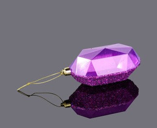 XJ552384 | 5.25"L | Laser GLITTER Gem Ornament | Purple