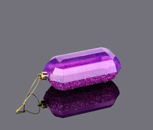 XJ552384 | 5.25"L | Laser GLITTER Gem Ornament | Purple