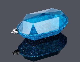 XJ5523FF  5.25"L Laser GLITTER Gem Ornament Smoke Blue