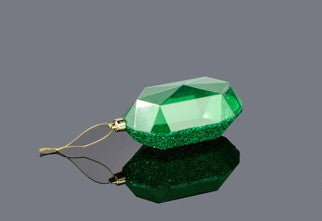 XJ552306 | 5.25"L | Laser GLITTER Gem Ornament | Emerald Green - A&B Wholesale Market Inc