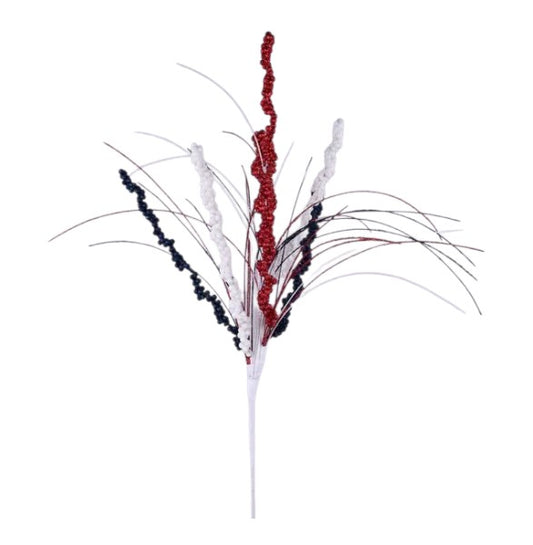 XS1541E3 | 33"L | Glitter Curly Spike/Fishline Spray | Red/White/Blue