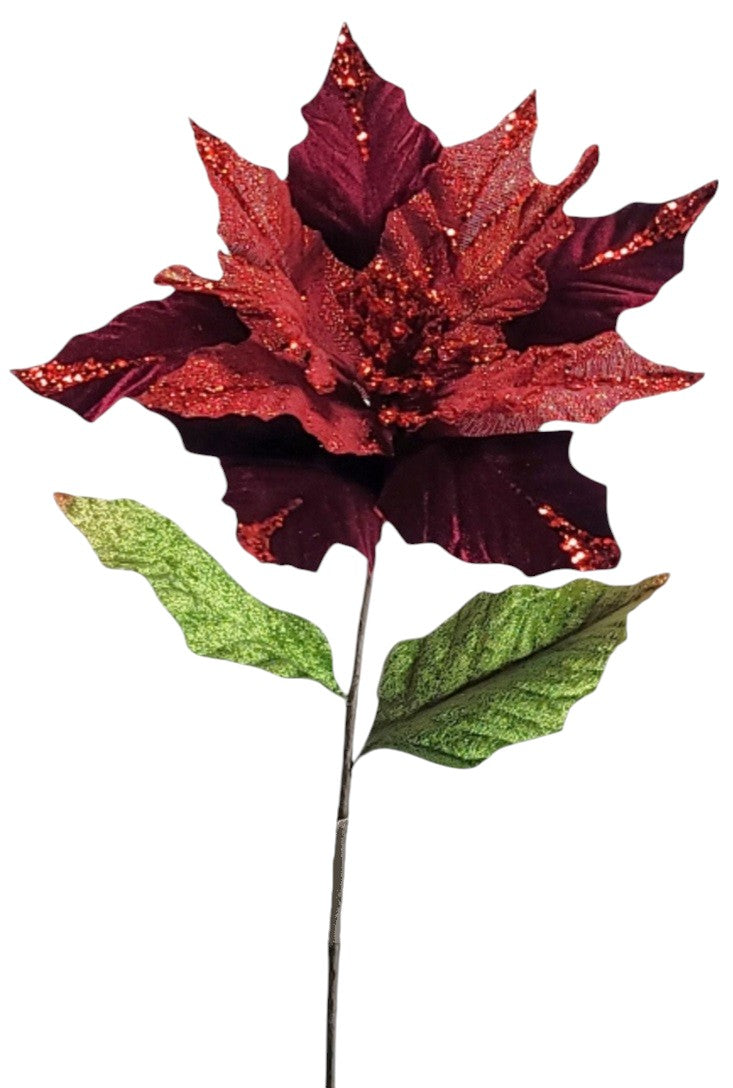 XS3944 | 14" | Poinsettia Stem | Burgundy