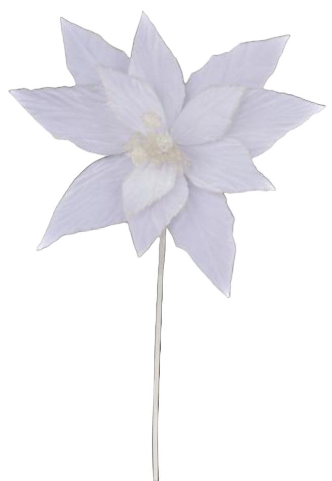 XS408727 | Velvet Poinsettia Stem | White