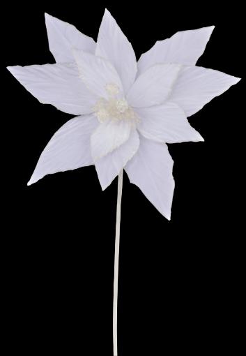 XS408727 | Velvet Poinsettia Stem | White | 22"L x 11.5"Dia