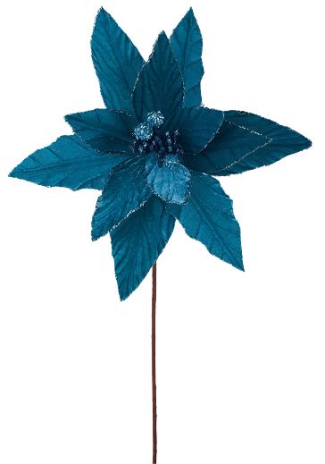 XS408749 | Velvet Poinsettia | Teal | 22"L x 11.5"Dia