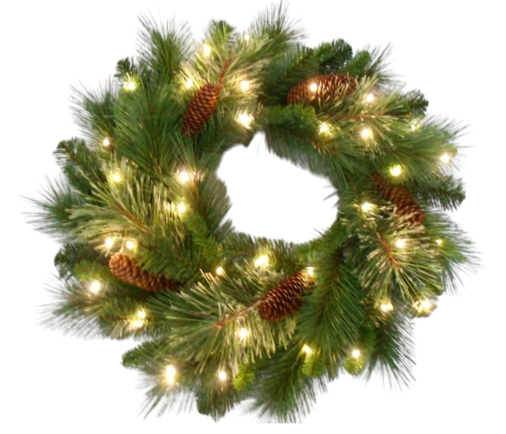 ZZ9919 | 24"Dia | Pine/Pinecone Wreath w/35 LEDs